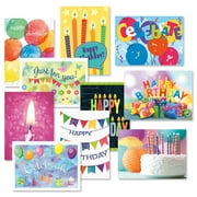 Graphic Birthday Greeting Cards Value Pack - Set of 20 (10 Designs), Large 5 x 7 inches, Envelopes Included, by Current