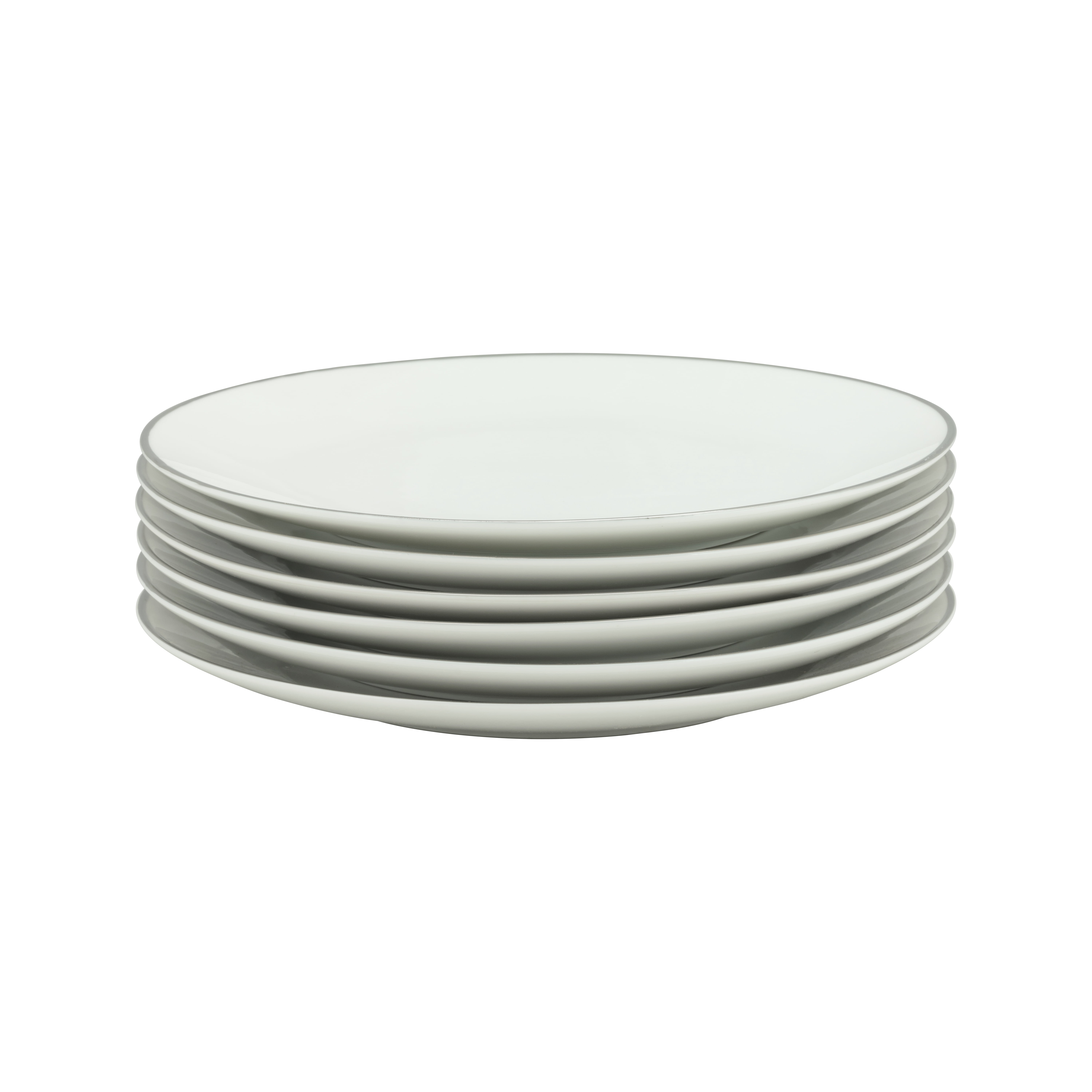 10 Strawberry Street Coupe Silver Line Porcelain Luncheon Plate Set of 6