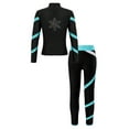 thumbnail image 5 of inhzoy Kids Girls 2PCs Athletic Sports Suit Figure Skating Outfit Long Sleeve Zipper Sweatshirt with Leggings Blue Green 16, 5 of 8