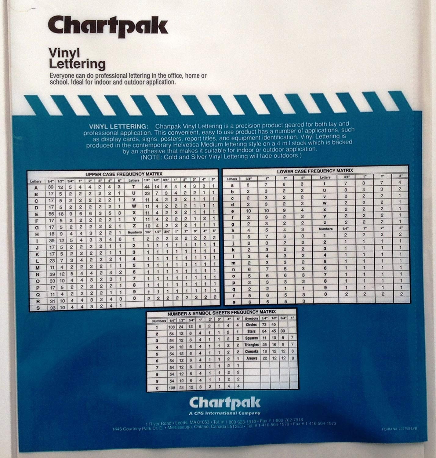 01150 3 PACKS Chartpak 2-inch Black Stick-on Vinyl Numbers 
