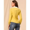 thumbnail image 5 of DARING DIVA Women's Button Down Long Sleeve Peter Pan Collar Blouse L Yellow, 5 of 6