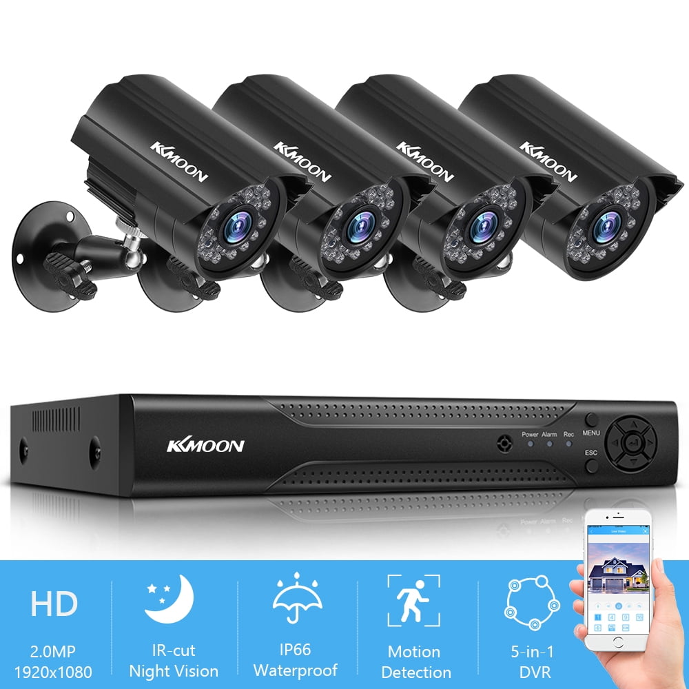 KKmoon 8CH 1080P NVR AHD TVI CVI DVR 5-in-1 P2P Cloud Network Onvif Digital Video Recorder With KKmoon® 4pcs AHD 720P Weatherproof CCTV Cameras Kit IR CUT Color CMOS Home System 3.6mm