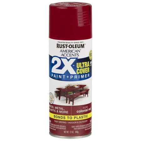(3 Pack) Rust-Oleum American Accents Ultra Cover 2X Gloss Colonial Red Spray Paint and Primer in 1, 12