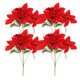 thumbnail image 1 of Ramo de 4 flores artificiales de Pascua con tallos, color rojo vibrante, para decoración navideña, centro de mesa para fiestas navideñas en interiores, 1 of 8