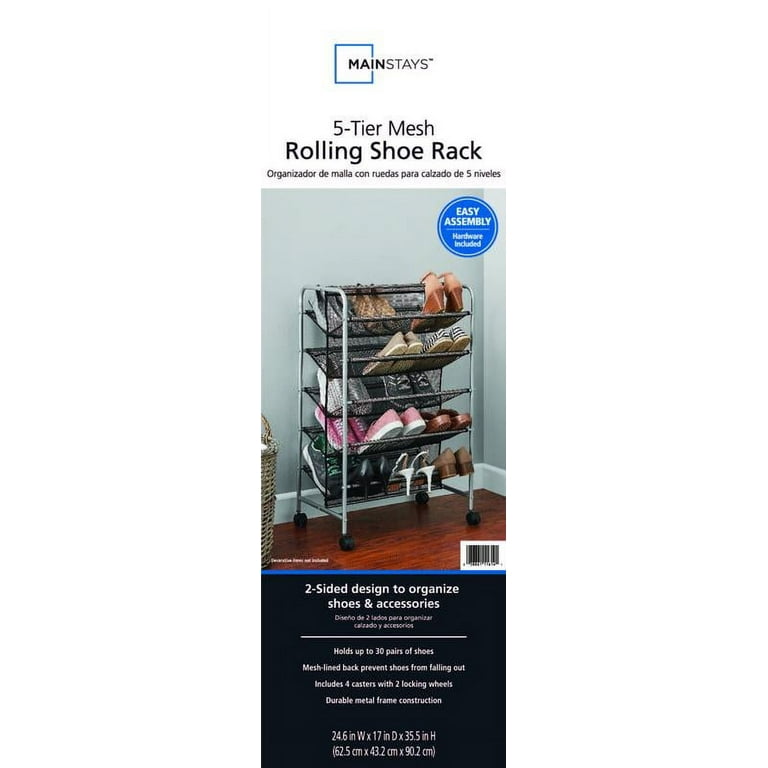 Mainstays 5 tier mesh rolling shoe rack instructions hot sale