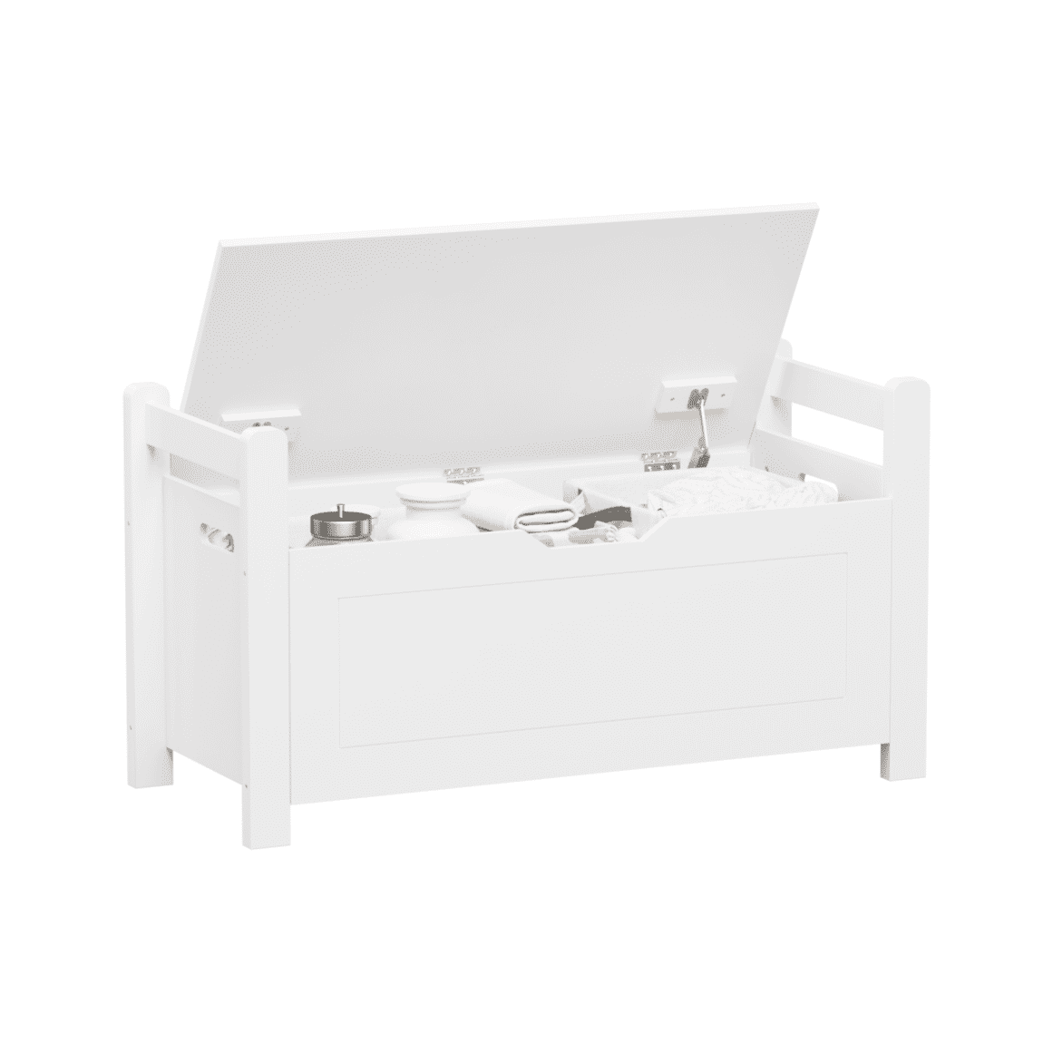 Kids Large Toy Chest for Girls Boys, 2 In 1 Wooden Toy Storage Truck Bench with Flip-Top Lid, 2 Safety Hinges, Toddler Big Toy Box for Playroom & Bedroom, White