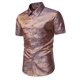 thumbnail image 2 of Camisas de Manga Corta para Hombre Color Formal de Impresión Turndown Cuello Blusa Casual, Camisas de Agua para Hombres, 2 of 9