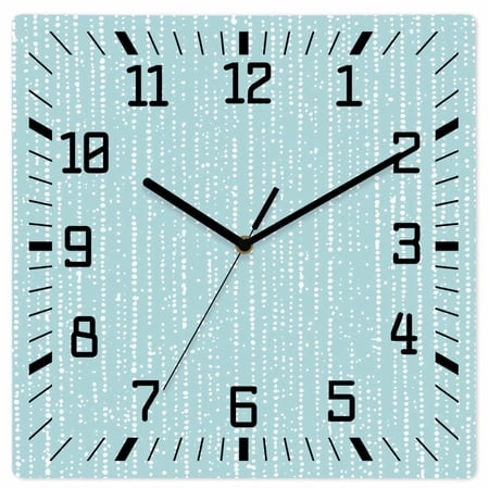 Wall Clock Teal Vertical Lines Operated Square Clocks Wooden Silent Non Ticking Wallclock 10 Inch