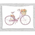 thumbnail image 1 of Bicycle Tapestry, Watercolor Illustration of a Pink Bicycle with Flowers Romantic Vintage Artistic, Wall Hanging for Bedroom Living Room Dorm Decor, 80W X 60L Inches, Multicolor, by Ambesonne, 1 of 2