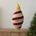 thumbnail image 4 of Striped Christmas Ball Ornament, 4.5x2.2x2.2in Foam Hanging Decor, Elegant Red Gold Glossy Finish, for Christmas Tree Holiday Display, 4 of 5