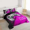 thumbnail image 3 of Manfei Modern Gamepad Gamer Queen Comforter Set,Circle Dots Bedding Sets,Gray Pink Black Bedding Comforter Set For Boys Kids,Ultra Soft Home Decor Reversible,3-Piece, 3 of 8
