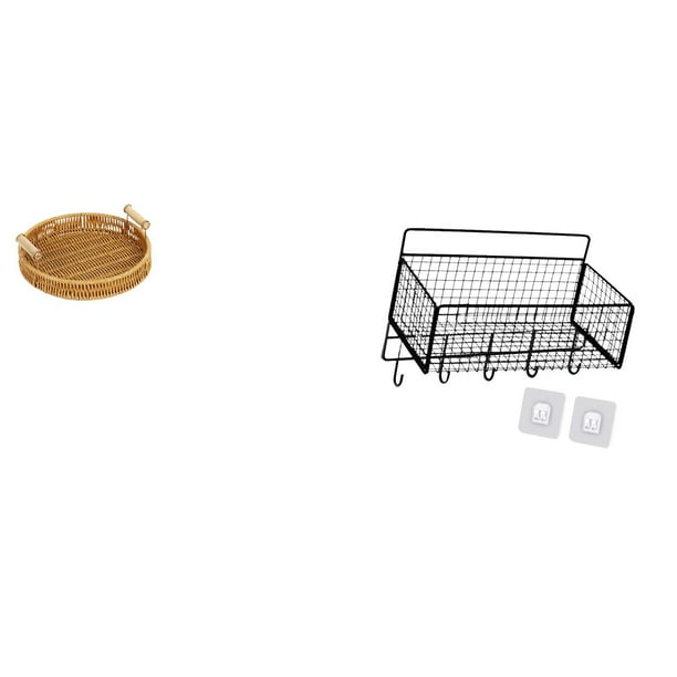 Cestas de almacenamiento,Cestas de almacenamiento de cocina tejidas con asas hechas a mano,Cesta de almacenamiento colgante,Cesta de almacenamiento para gabinete organizador de pared