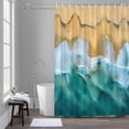 thumbnail image 5 of Abstract Ocean Beach Bathroom Shower Curtain, Blue Sea Wave Sand Modernism Waterproof Washable Soft Bath Curtain for Bathtub Decor with 12 Hooks&Grommet, 36x72 Inch, 5 of 9