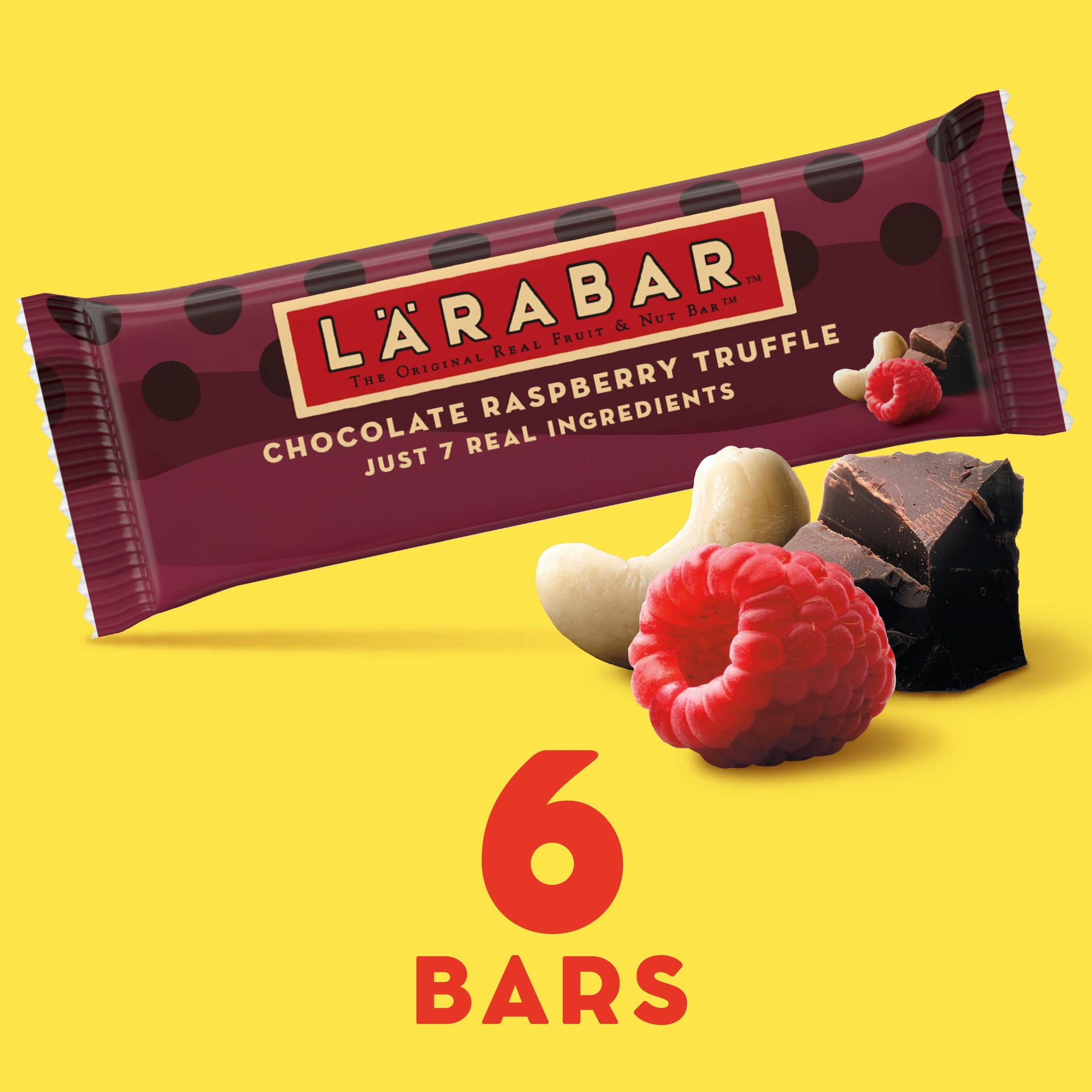 Larabar Chocolate Raspberry Truffle, Gluten Free Vegan Fruit and Nut Bars, 9.6 oz, 6 Ct