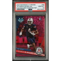 Graded 2023 Topps Bowman U Chrome Tetairoa McMillan #68 Fuchsia Mini Diamond Refractor #/150 Rookie RC Football Card PSA 10 Gem Mint