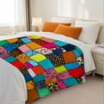 thumbnail image 3 of Sherpa Fleece Twin Blanket 60"x80" Reversible Plush Fluffy Blanket, Double-Layer Super Soft Flannel Blanket for Sofa, Couch, Bed, Patchwork Floral Pattern, 3 of 8