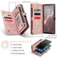 thumbnail image 2 of For Samsung Galaxy S23 Ultra Wallet Case,Multi-Functional Retro Leather Purse Flip Cover Zipper Wallet Case with Removable Card Slots Pocket & Detachable Wrist Strap Magnetic Phone Case, Pink, 2 of 8