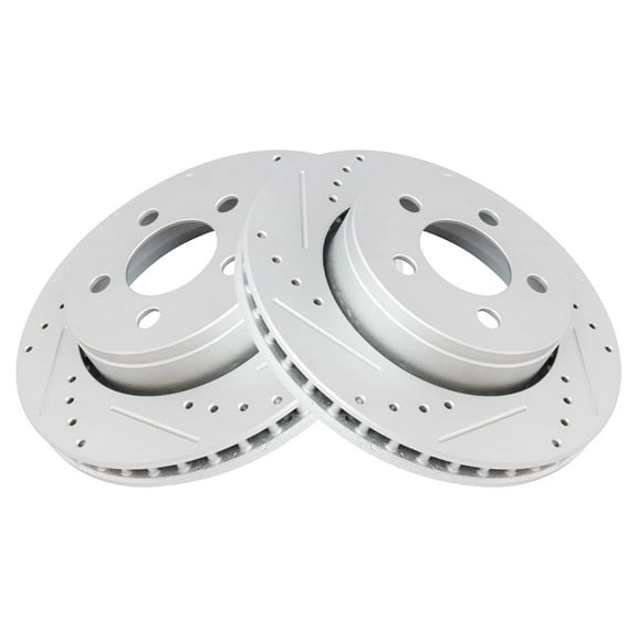 TRQ Front Performance Brake Rotors Set Premium G-Coated Cross Drilled & Slotted Fits Select 2007-2011 Dodge Nitro 2008-2012 Jeep Liberty