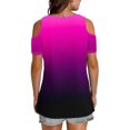 thumbnail image 4 of Cavosen Womens Casual Tops Short Sleeve Summer Off Shoulder Sleeve Dressy T Shirts Pullover Tunic V Neck Loose Blouse Gradient Trendy Shirts Resort Vacation Tees Pink 2XL, 4 of 6