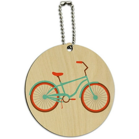 Bicycle Bike Cycling Cycle Round Wood ID Tag Luggage Card for Suitcase or