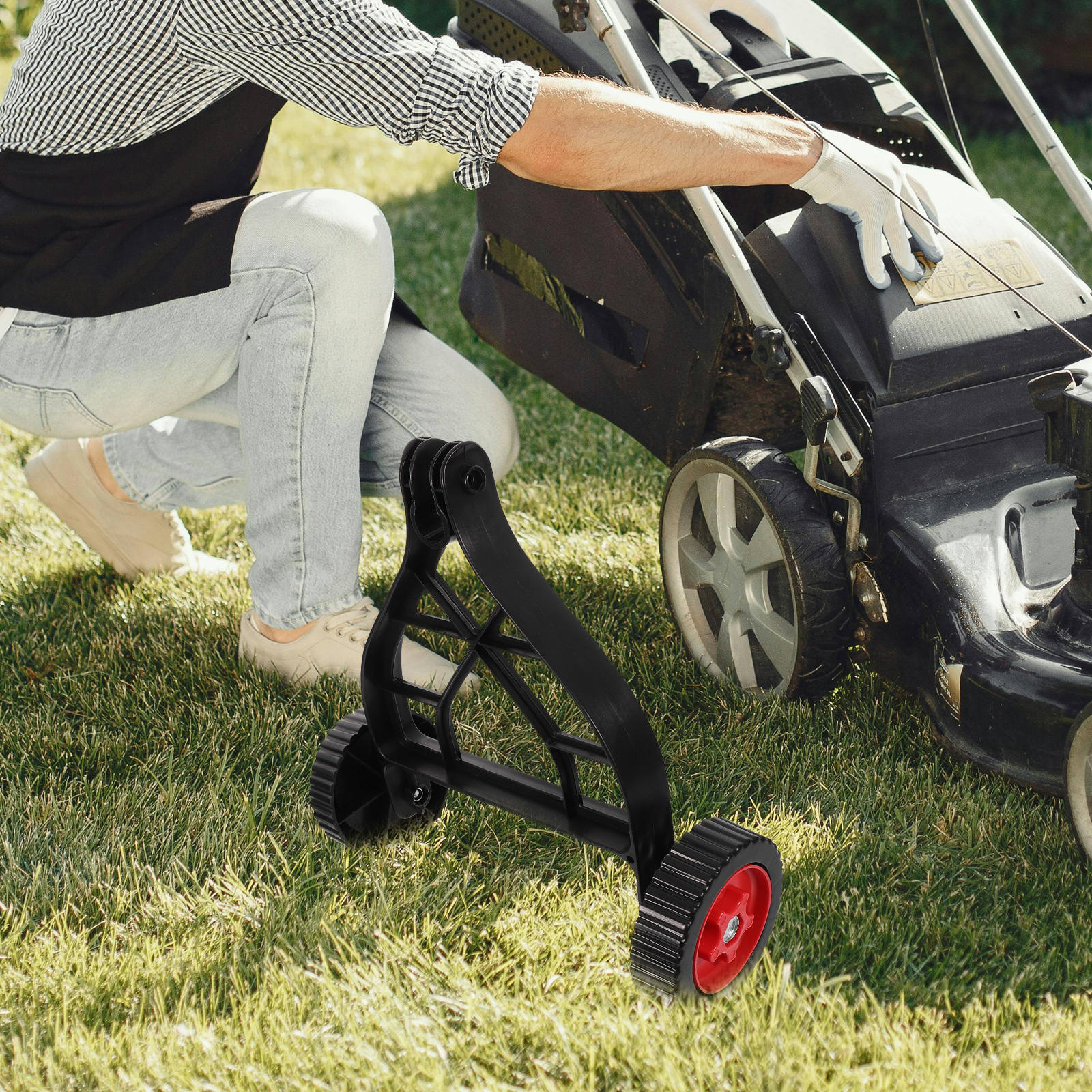 RUNROTOO Rotors String Trimmer Wheel Attachment Lawn Mower Wheel Support PP Black for Gardeners 1Pcs