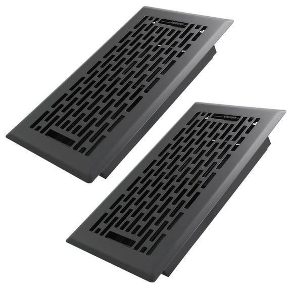 4x8 Inches 2 Pack Heavy Duty Walkable Floor Register - Easy Adjust Air Supply Lever Decorative Floor Vent Covers, Boston Design Vent Covers for Home - Matte Black