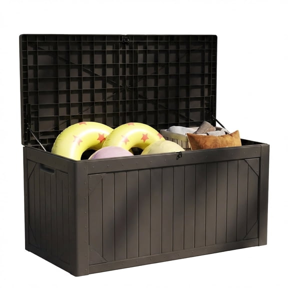 Patio Casual 100 Gallon Lockable Resin Deck Box, Waterproof & Outdoor Storage Box for Outdoor Cushion Storage and Outdoor Delivery Storage, Stylish Outdoor Bench,black