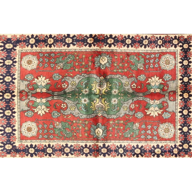 Ahgly Tapis Rectangulaire Traditionnel Lavable en Machine Rouge Brique, 7 Pieds x 9 Pieds