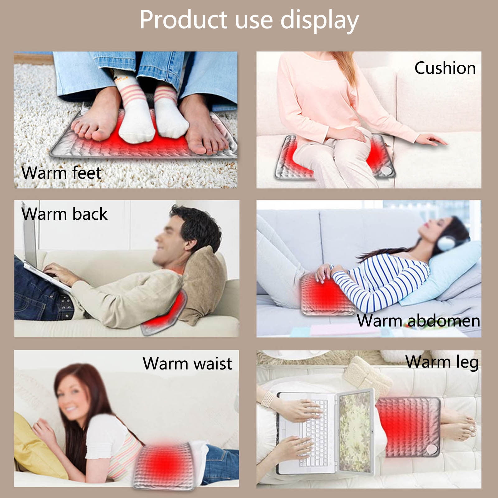 Uscallm Usb Heating Shawl Pad, Electric Heating Pad 6 Temperature Settings, Portable Heating Pad for Back Pain Relief, Fast Heating Pad Electric Blanket, Large Heating Pad for Home Office Use