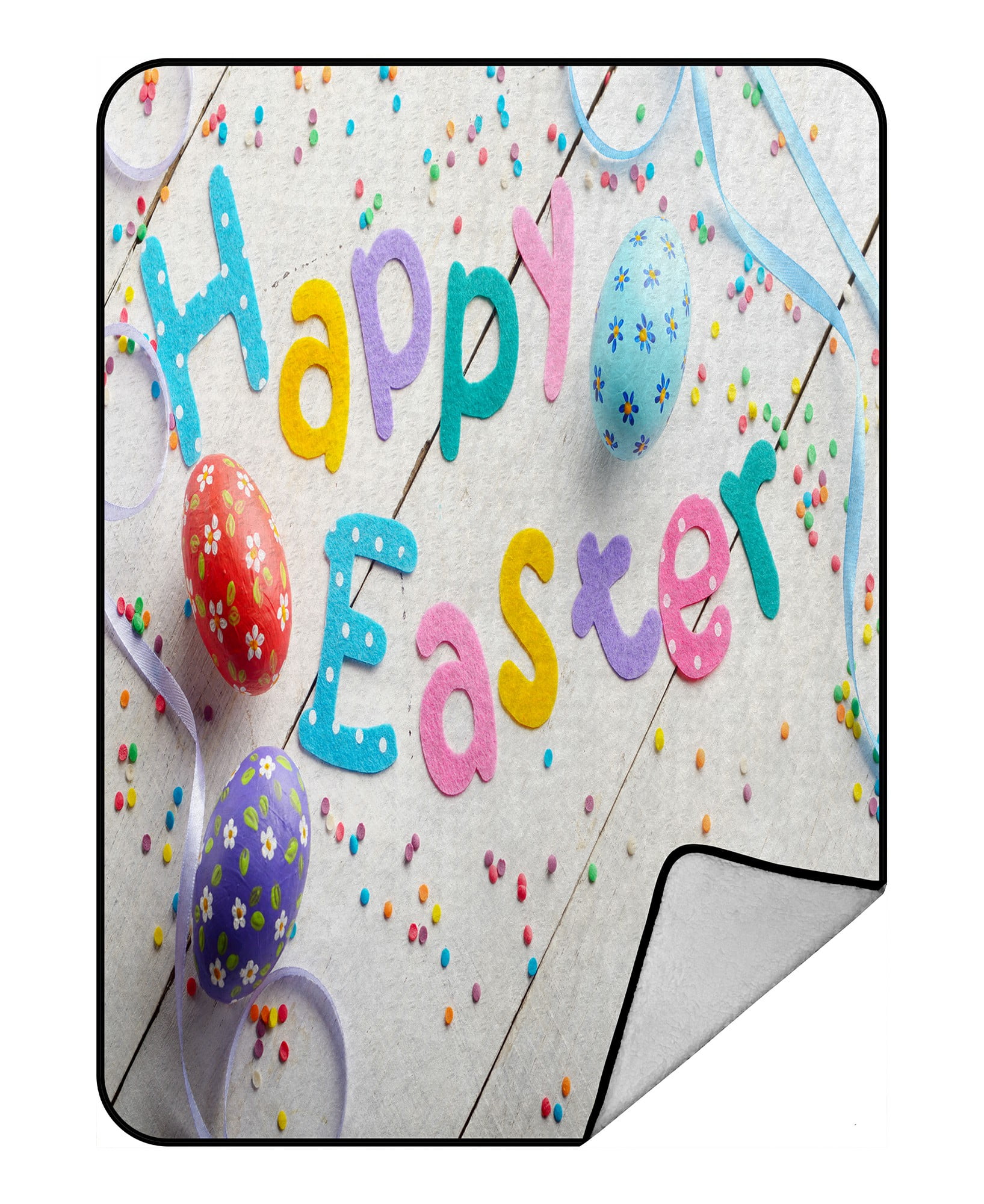ABPHQTO Happy Easter Fleece Blanket Fleece Back Throw Blanket 58x80inch