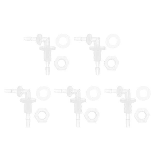 Accesorio de barbado de manguera de plástico Unique Bargains 3/32" ID conectores de codo para acuarios, juntas de manguera de bomba de aire claras 1 juego