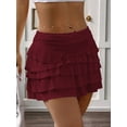 thumbnail image 6 of Flowy Skirts for Women Ruffle Bow-Knot Skorts Mini Skirts High Waisted Teen Gilrs Tennis Skort Summer Skirts Wine Red XL, 6 of 8