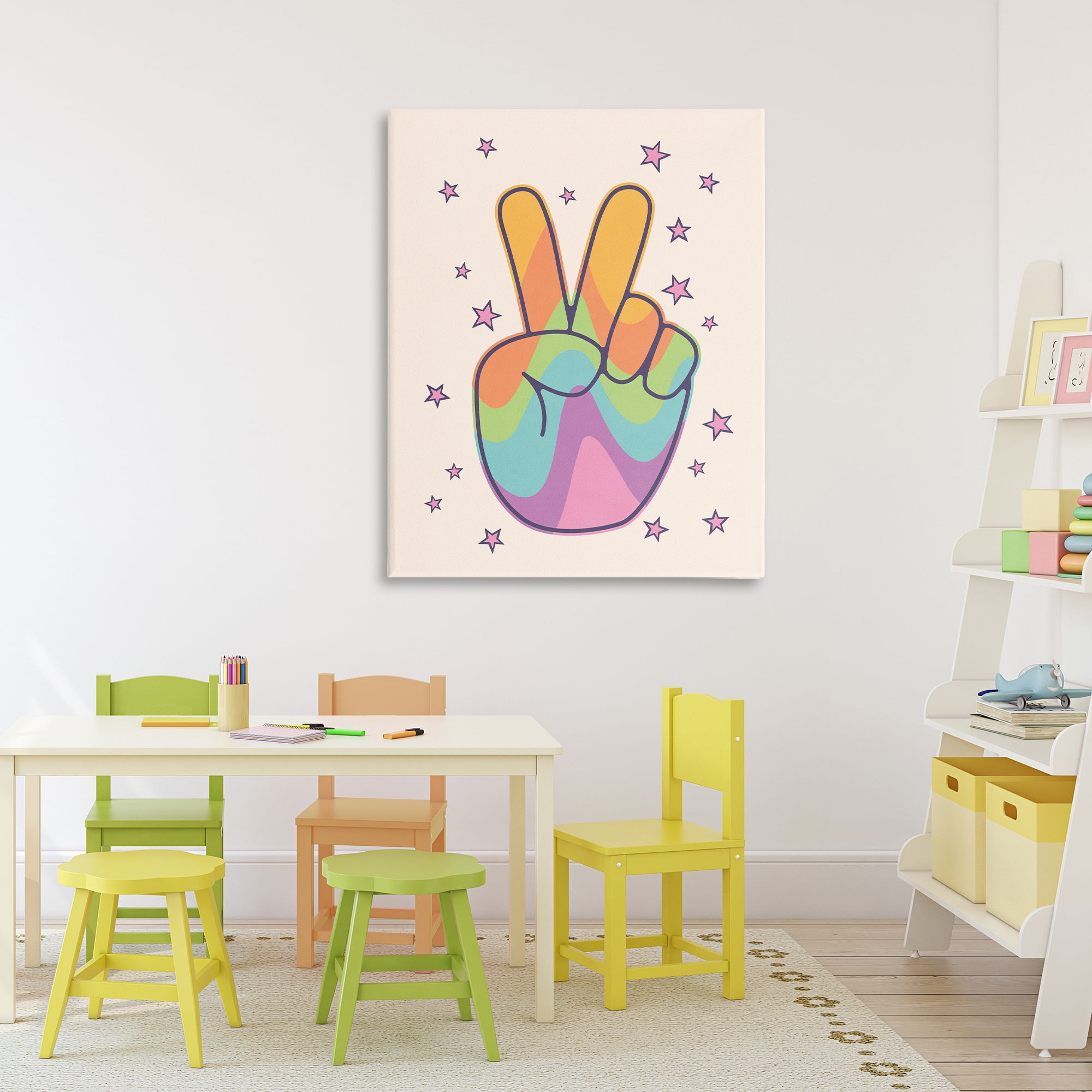 Stupell Industries Peace Sign Retro Rainbow Canvas Wall Art, design by LSR Design Studio