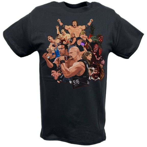 WWF Attitude Era Superstars Collage T-shirt