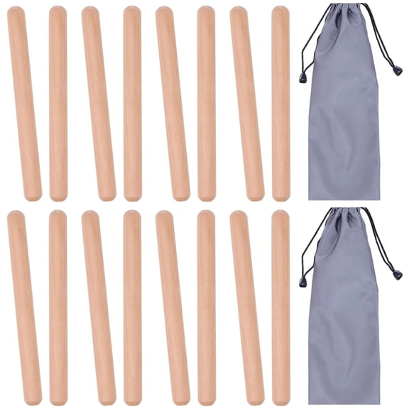 8 Pcs Wooden Rhythm Sticks – Percussion Drum Sticks for Beginners, 8" Length with Storage Bags, Crisp Sound for Music Classes, Latin Rhythm Practice