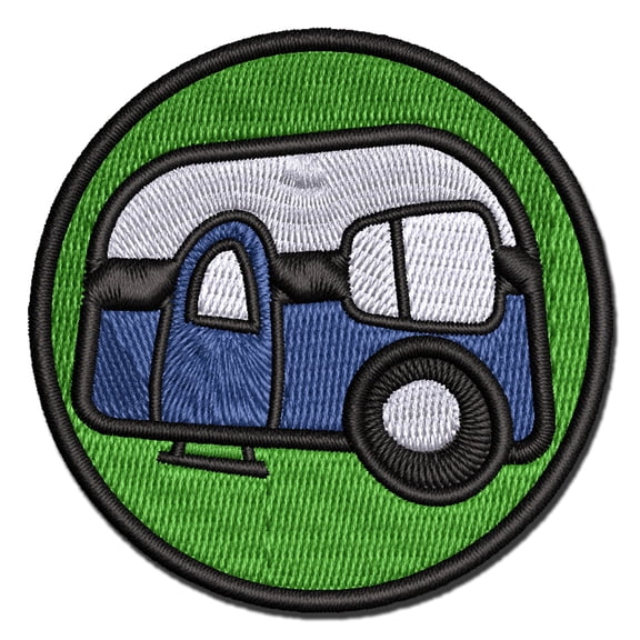 Camper Doodle Applique Multi-Color Embroidered Iron-On Patch - 2.5 Inch Small