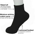 thumbnail image 5 of 12 Pairs Women's Cotton Solid Black Athletic Cushioned Ankle Quarter Socks Size 9-11, 5 of 6