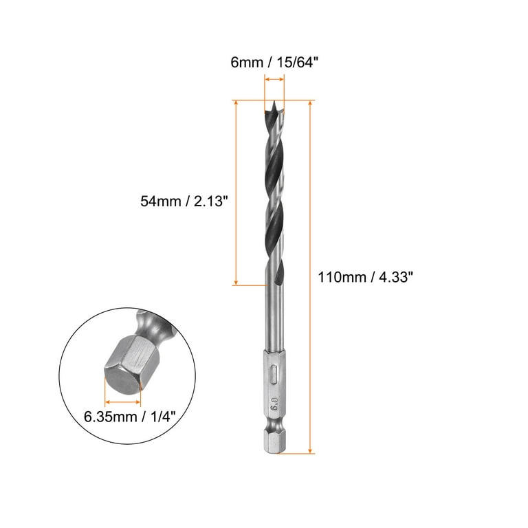Uxcell Brad Point Drill Bits For Wood 3mm X 70mm Forward Turning HSS For Woodworking Carpentry Drilling Tool C57