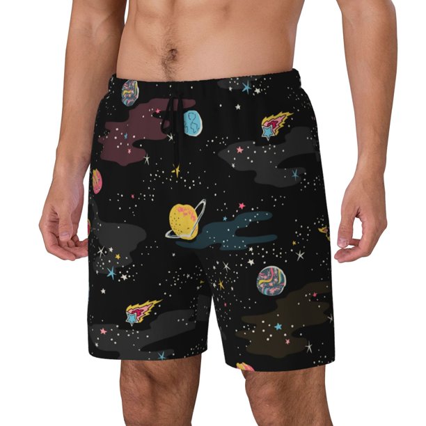Fotbe Galaxy Traje de Baño para Hombre – Shorts de Natación de Secado Rápido con Forro y Bolsillos-Large