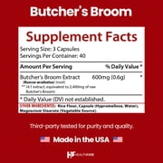 HealthFare Butchers Broom Supplement | Capsules Extract 2400mg | 120 Vegetarian Pills | Premium Herbal Root Supplement | Circulation & Vein Support | Non-GMO, Gluten-Free | Made in USA