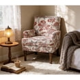 thumbnail image 2 of Silla de acento, Sillón floral, Decoración de cabeza de uñas, Rojo y blanco, Patas de madera maciza, Muebles de granja, 2 of 5