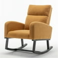 thumbnail image 4 of Modern Accent Rocking Chair, Upholstered Rocking Glider Chair with Side Pockets for Nursery, Comfy Modern Teddy Material Armchair for Living Room, Bedroom, Office, Yellow, 4 of 7