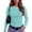 Cyan #012, variant on Women Long Sleeve Shirt Thermal Fall Tops Plaid Crewneck Casual Basic Tees, L