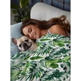thumbnail image 6 of Queen Size Flat Sheet Only, Tropical Soft Brushed Microfiber Bed Sheets, Green Palm Leaf Summer Plant Hotel Quality Breathable Bedding Top Sheet, Easy Care, 90"x102", 6 of 9