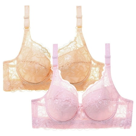Arnsht 2Pcs Lingerie for Women s Lace Underwire Bra Sheer See Through Bras Unpadded Ultra Thin Soft Comfort Breathable Underwear Beige 46C