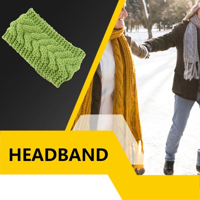 Bandeau d'Hiver pour Femmes Élasticité Confortable à Porter; Cache-Oreilles Chunky Chauds Style Simple Accessoires pour Cheveux pour Femmes Vert Armée