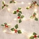 thumbnail image 4 of Luz LED de decoración navideña, guirnalda de cadena de lámpara con alambre de cobre, hoja de fruta roja, suministros para fiesta y Navidad, 4 of 5
