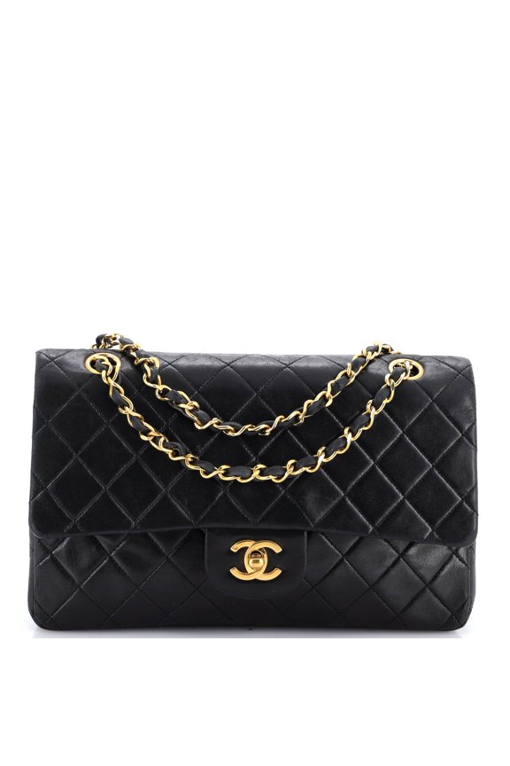 Pre-Owned Vintage Classic Double Flap Bag Quilted Lambskin Medium By Rebag
