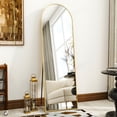 thumbnail image 2 of SEETHRUGLIMMER 59"x 16.25" Arched Full Length Mirror Metal Frame Floor Mirror with Stand, Gold, 2 of 7