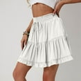 thumbnail image 6 of Mini Skirts for Women with Shorts Casual Daily Ruffle Skirts Short Dresses with Drawstring for Women Beach Fashion White M, 6 of 9